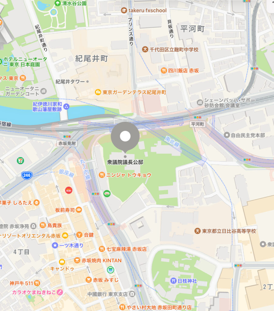衆議院議長公邸の地図