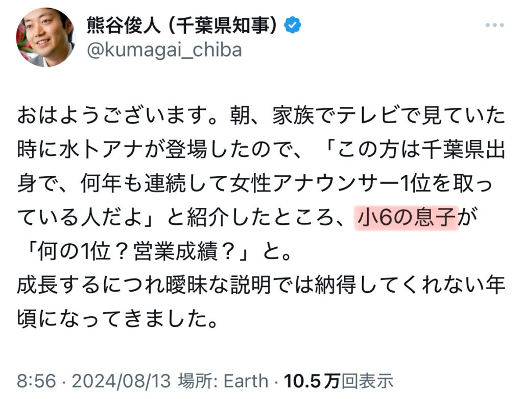 熊谷俊人のXのスクショ