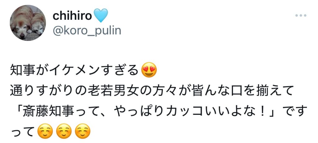 斎藤知事に好意的なXポストのスクショ