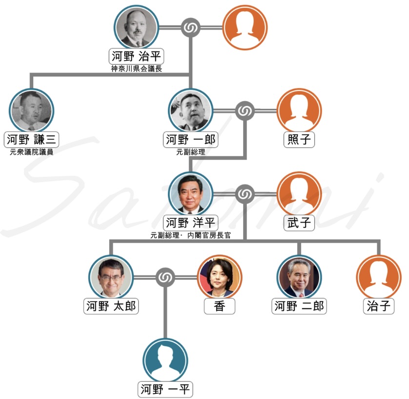 河野太郎の父方の家系図