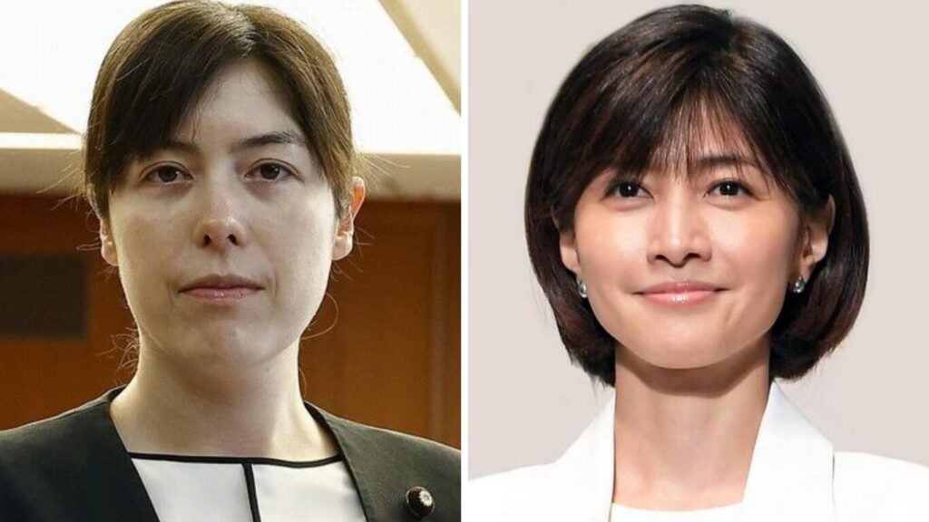 小野田紀美と内田有紀のフェイスライン比較画像